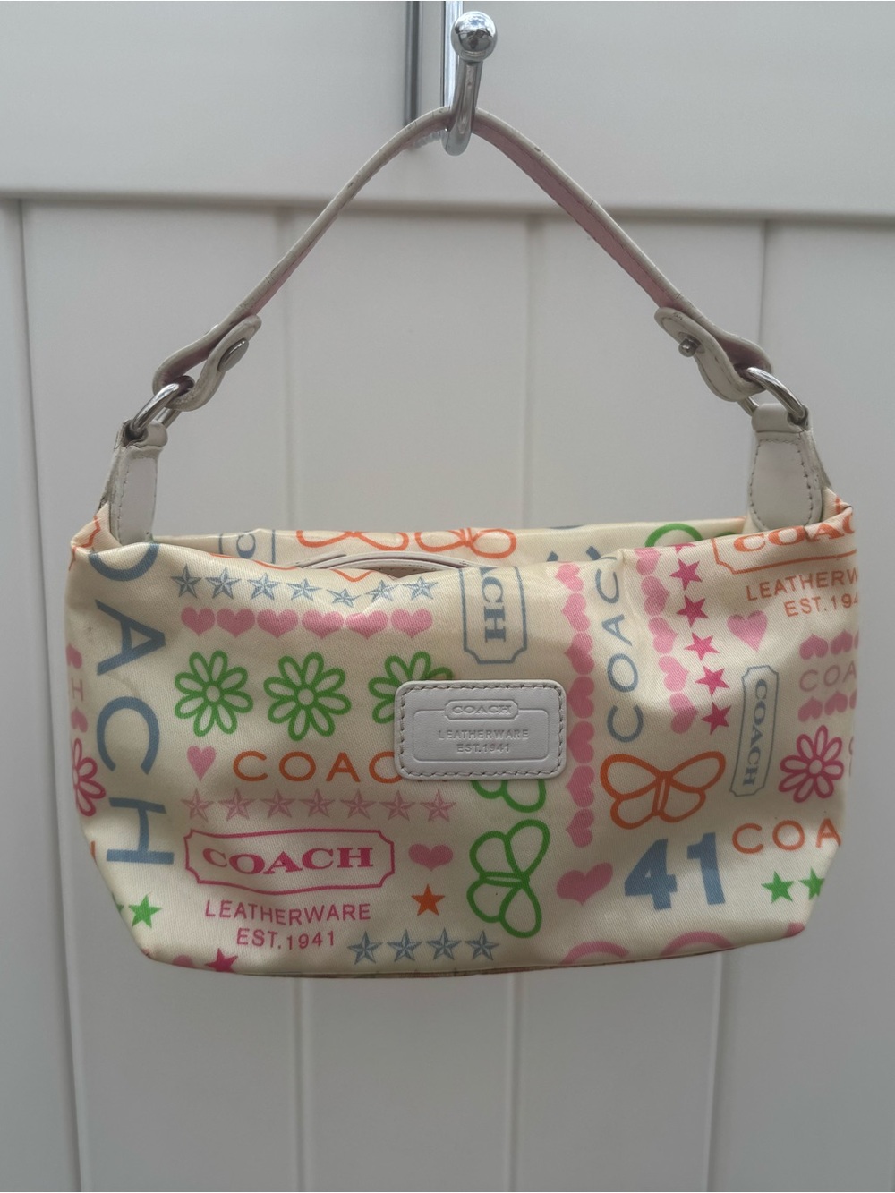 Vintage Y2K Coach Pop Signature Graffiti Multi Heart Butterfly Handbag Purse
